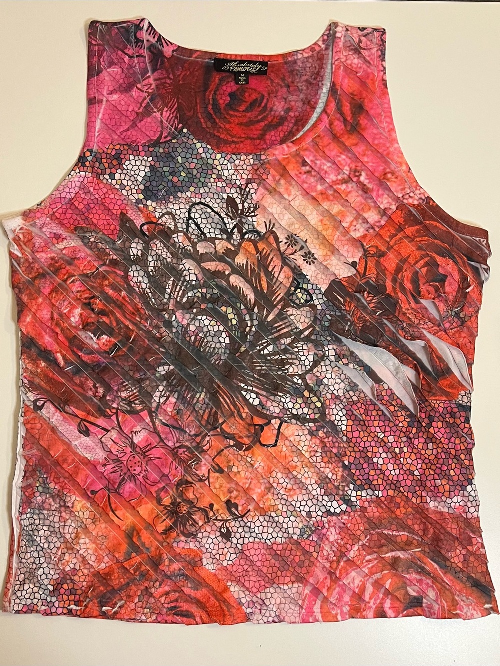 Absolutely Famous Pink and Red Abstract Floral Tank Top
